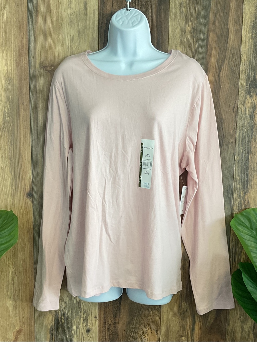 Time and Tru Pale Pink Long Sleeve Crewneck Top Tee XL         C259